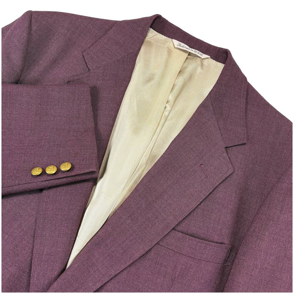 VTG Stafford Sport Coat Blazer Men's 44L Purple Gold Crest Buttons Preppy Ivy